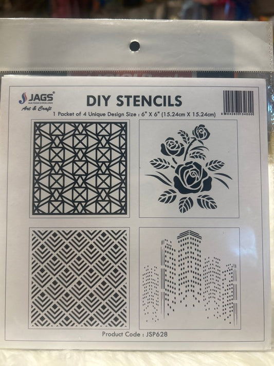 Plastic Stencil- Mixed Design 4 in 1 by Gift Hub Mart
