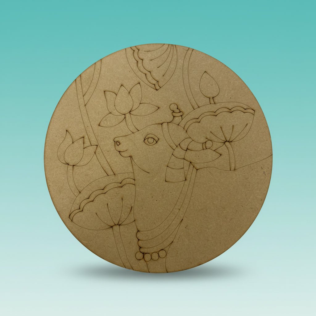 Premarked MDF - Kamdhenu Pichhwai Painting by Gift Hub Mart