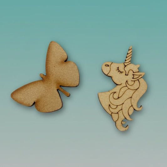 Premarked Mini MDF Painting - Butterfly & Unicorn by Gift Hub Mart