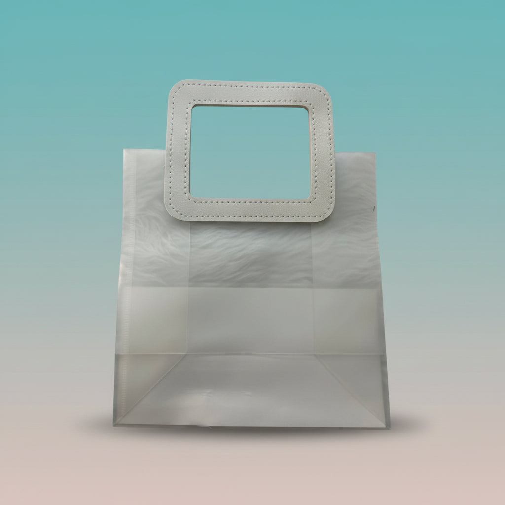 PVC White Leather Handle Gift Bag Medium by Gift Hub Mart