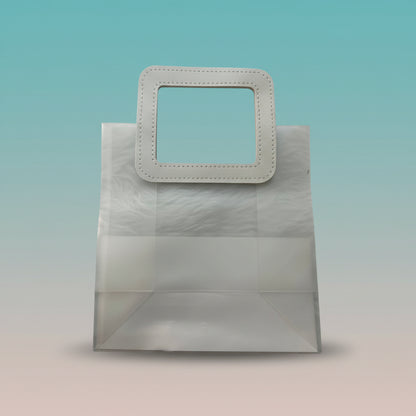 PVC White Leather Handle Gift Bag Medium by Gift Hub Mart