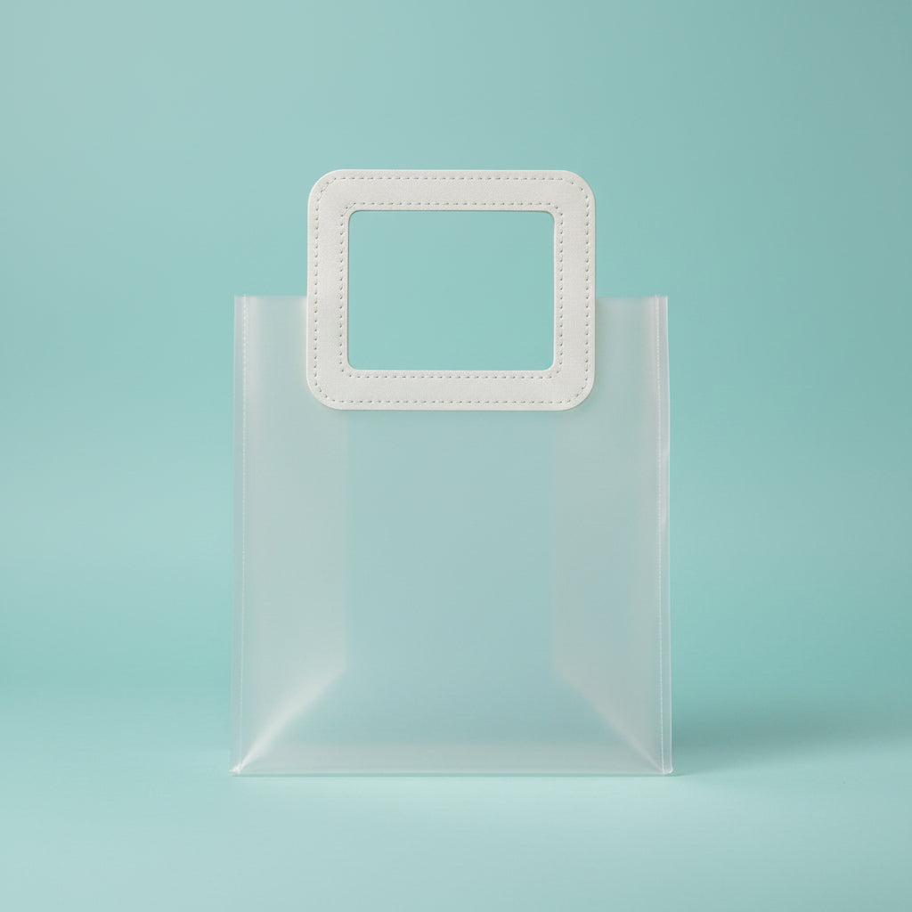 PVC White Leather Handle Gift Bag Medium by Gift Hub Mart