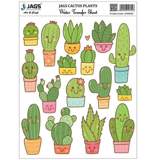 JAGS Water Transfer Sheet Cactus Plants JVMW02