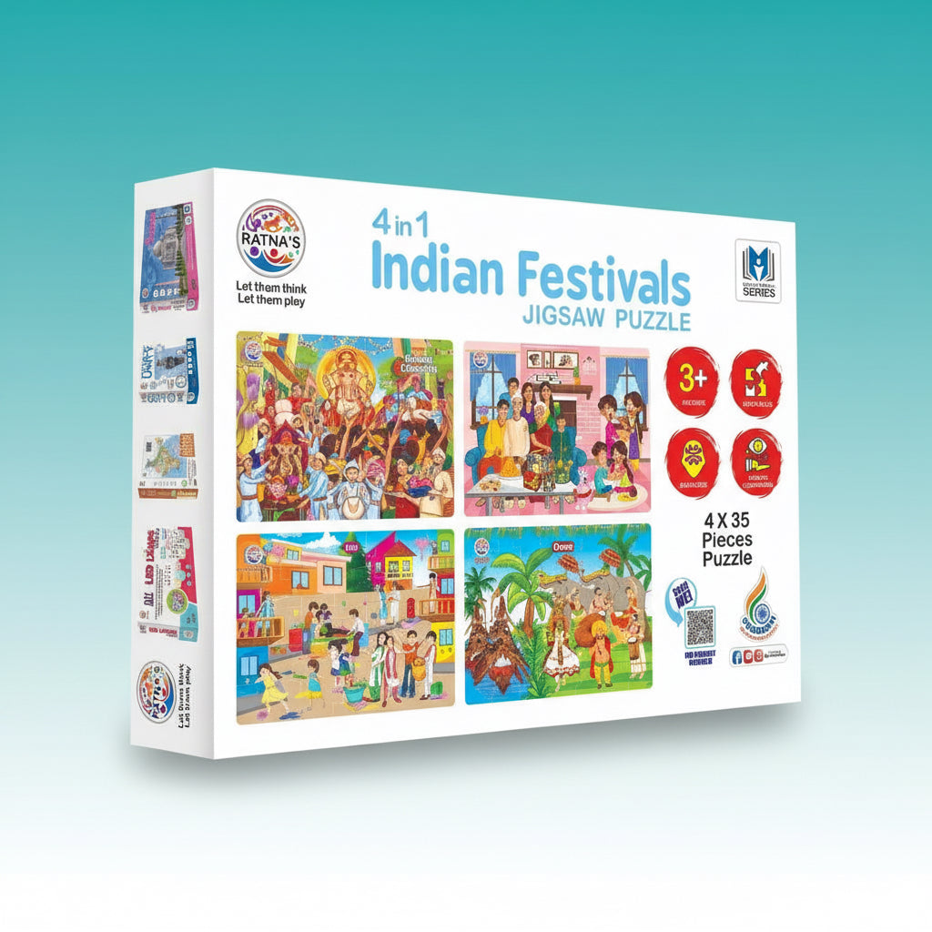 Ratna 4 IN 1 INDIAN FESTIVALS JIGSAW PUZZLE 3+ by Gifthubmart