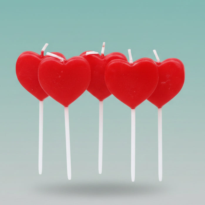 Red Heart Candle Set of 5 by Gift Hub Mart