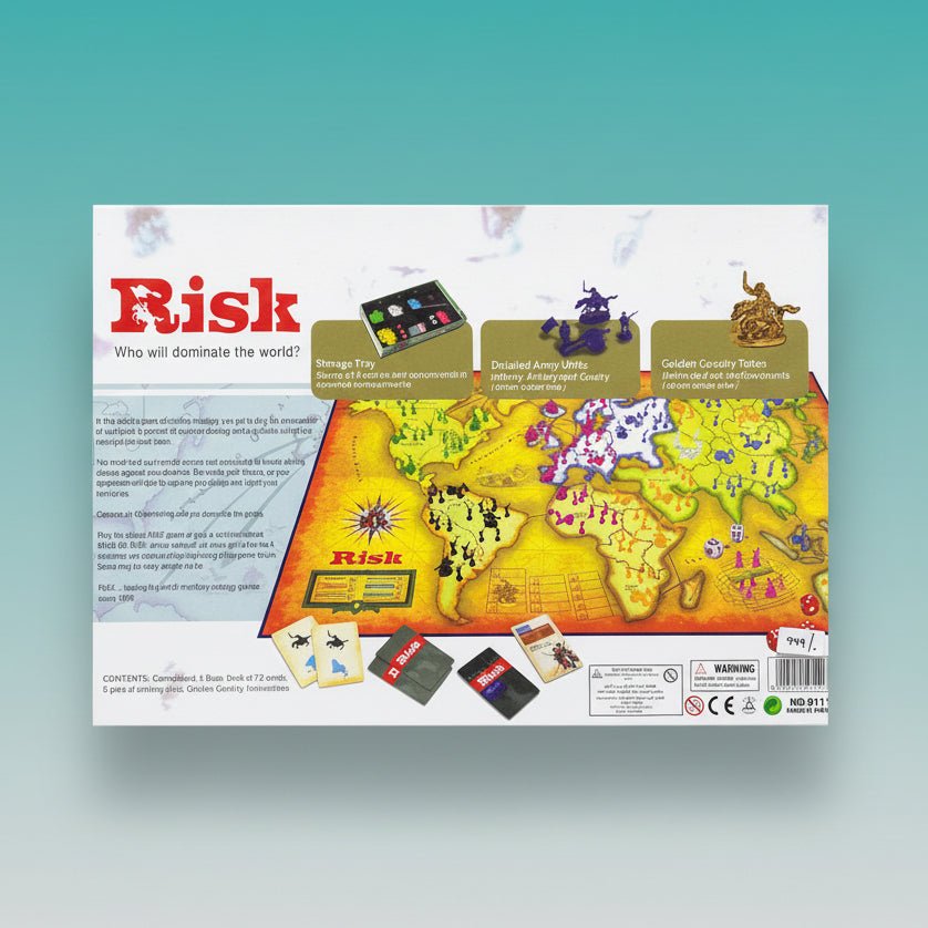 Risk - The Game of Global Domination board game by Gift Hub Mart featuring a colorful world map.