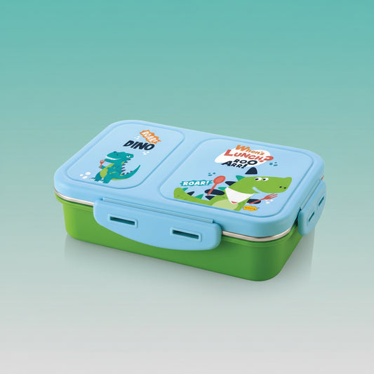 Roar Dino 3 Comp. Lunch Box (Steel Insulated) by Gift Hub Mart