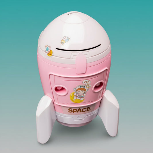 ROCKET PIGGY BANK WITH DIY STICKERS - Gift Hub Mart