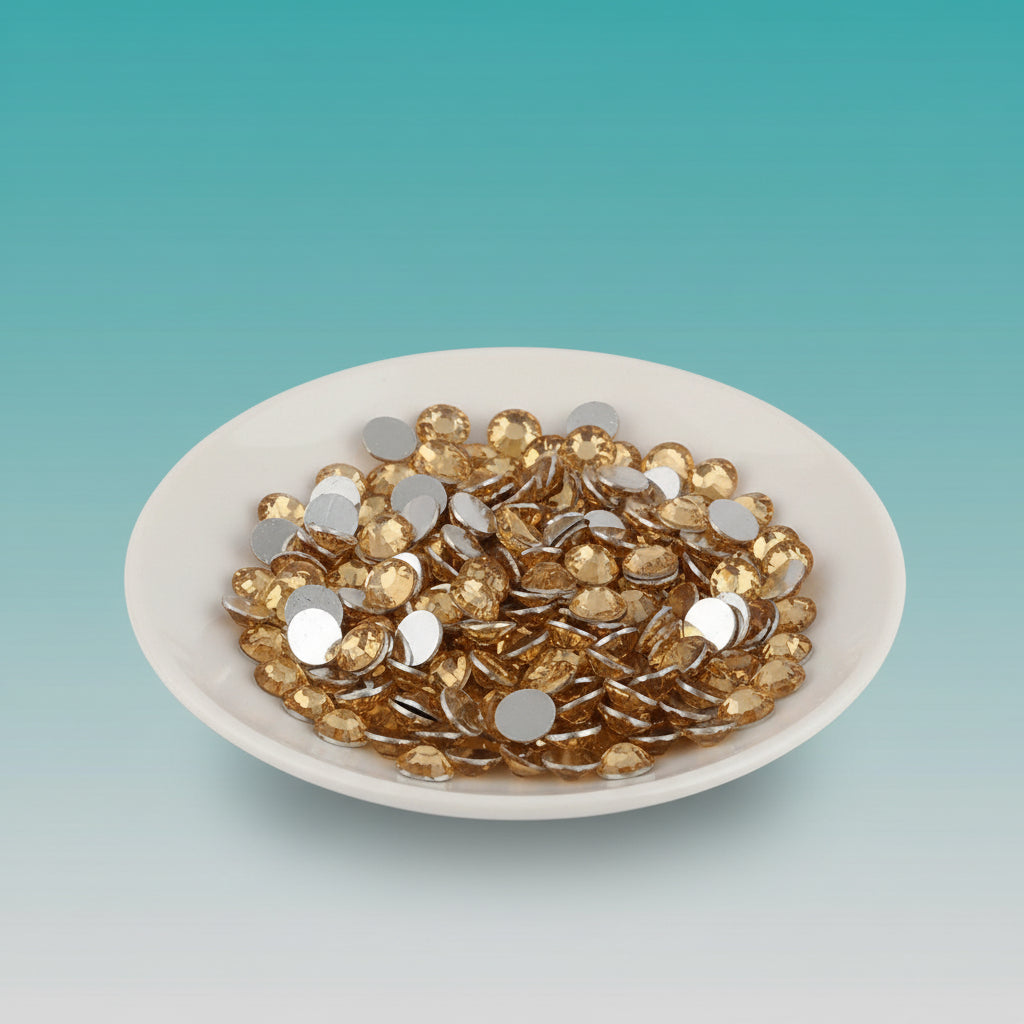 Round Golden Stones Flat- 5 mm by Gifthubmart