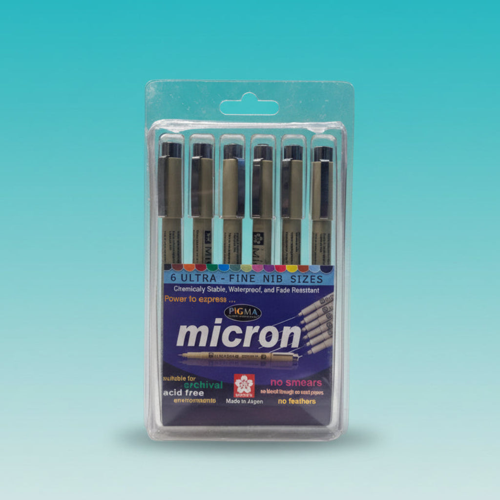 Sakura Pigma Micron Pens Pack of 6 (Black) by Gifthubmart