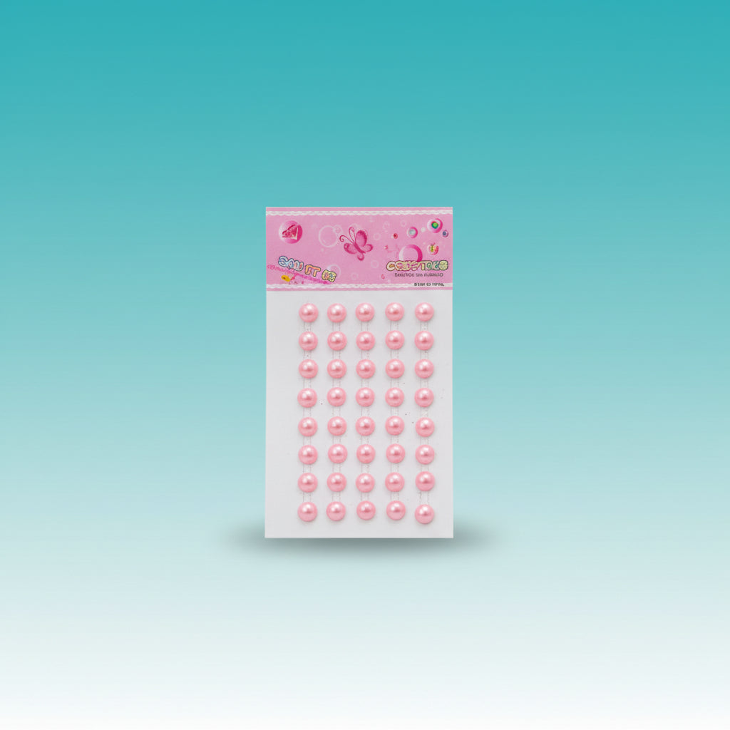 Self Adhesive Flat Beads- Pink by Gift Hub Mart