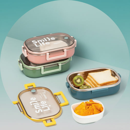 Stainless Steel Rectangle Single Layer Leakproof Lunch Box by Gifthubmart