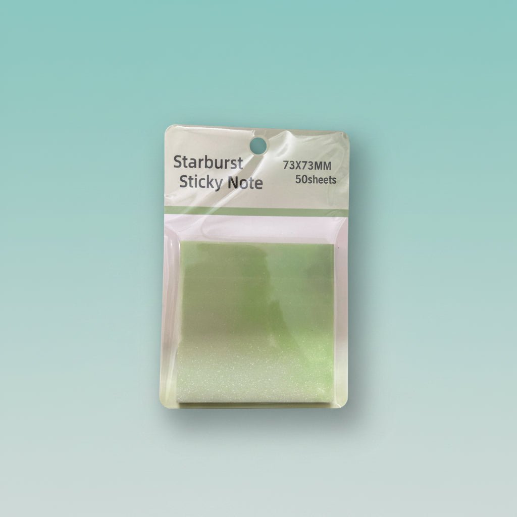 Starbust Glitter Sticky Note by Gift Hub Mart, 73x73mm, green gradient, 50 sheets