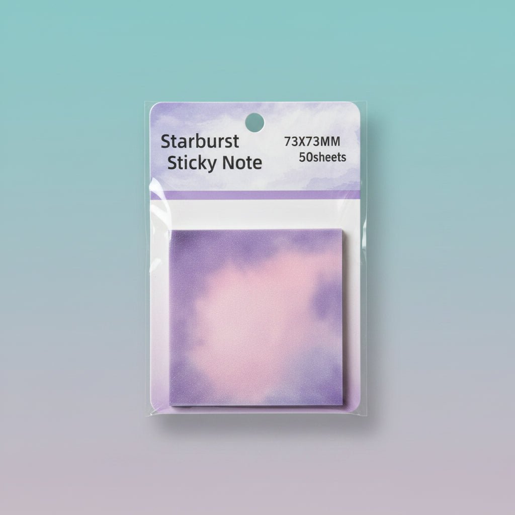 Starbust Glitter Sticky Note 73x73mm, Gift Hub Mart, purple glitter, 50 sheets