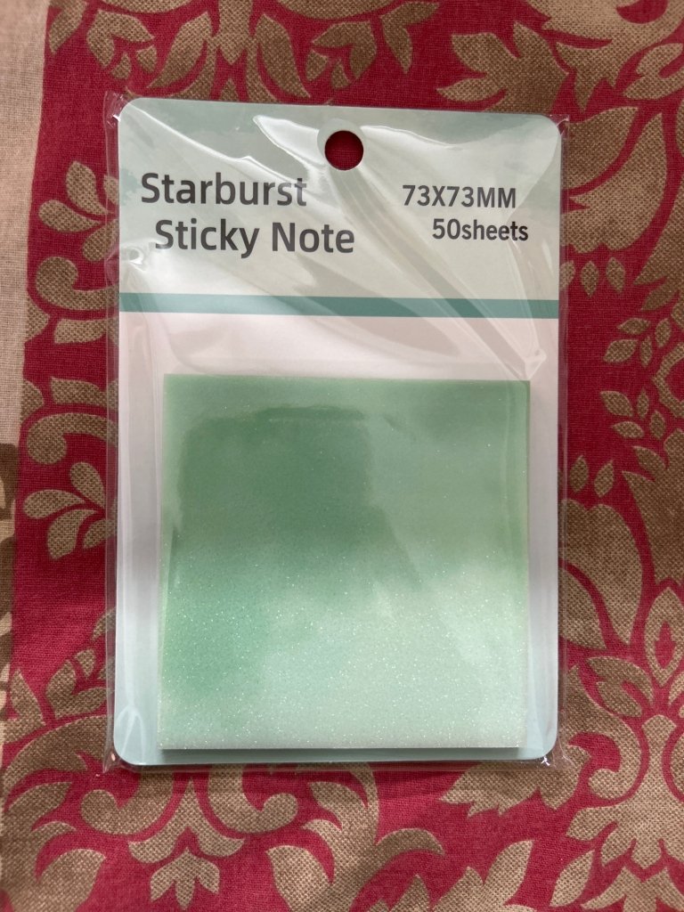 Starburst Glitter Sticky Note from Gift Hub Mart; mint green, 73x73mm, 50 sheets, decorative office sticky note
