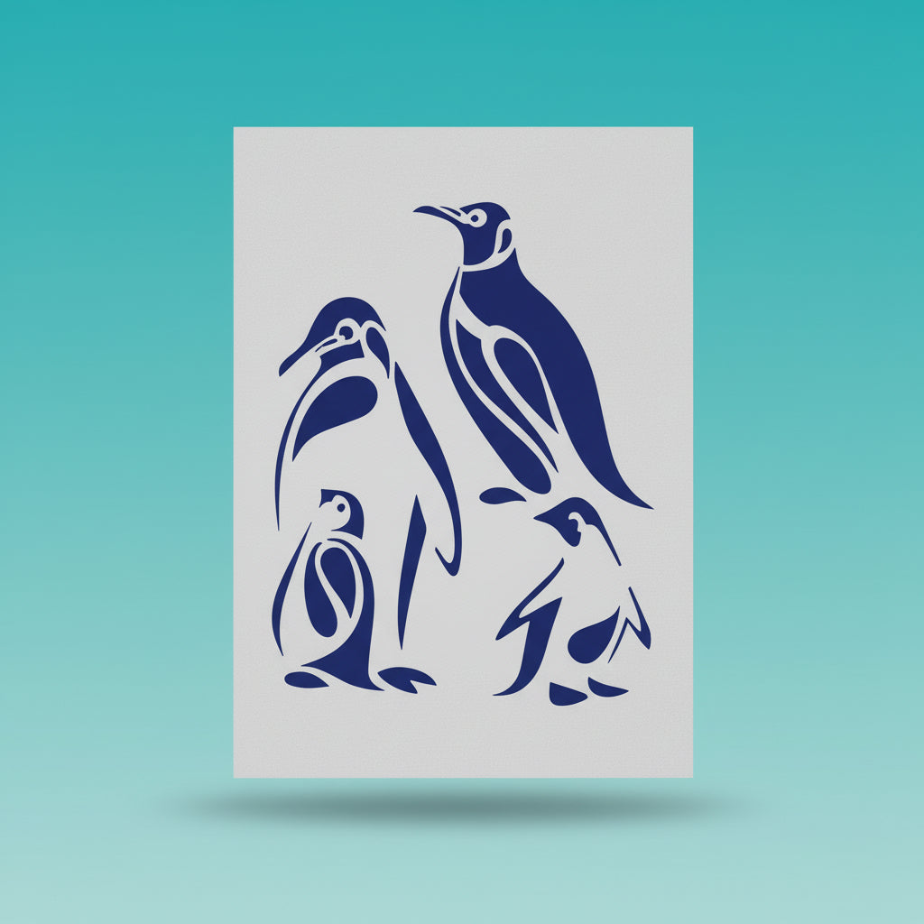 Stencil Plastic- Penguin Family by Gift Hub Mart