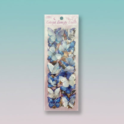 Gift Hub Mart Sticker Set: Butterflies, 6 Pcs, blue-toned butterfly stickers
