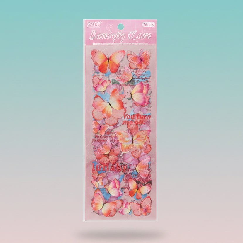 Butterfly stickers set by Gift Hub Mart, 6 pcs, colorful butterfly designs