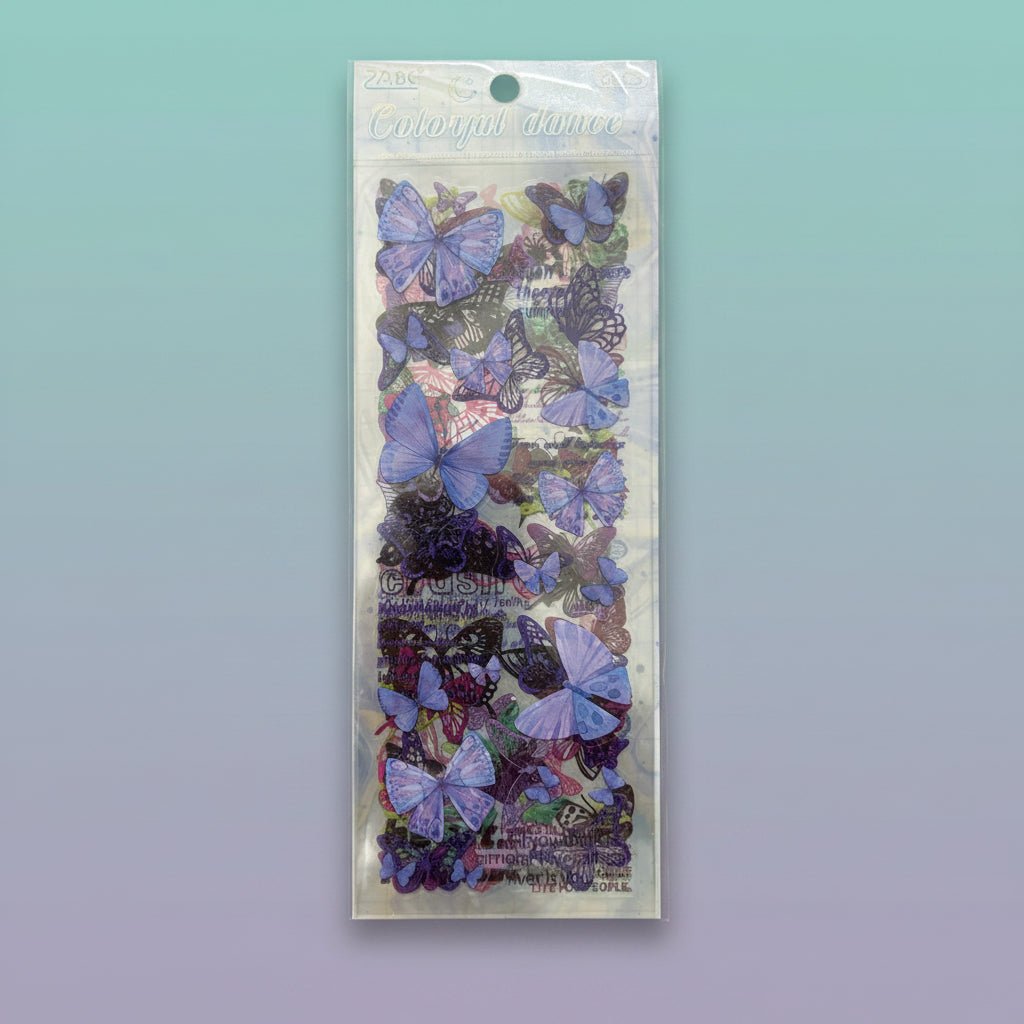 Gift Hub Mart Sticker-Butterflies 6 Pcs: blue-purple butterfly stickers sheet.
