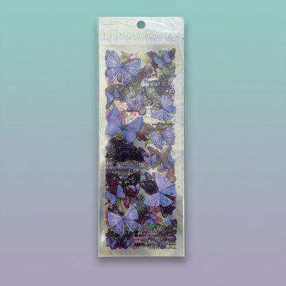 Gift Hub Mart Sticker-Butterflies 6 Pcs: blue-purple butterfly stickers sheet.