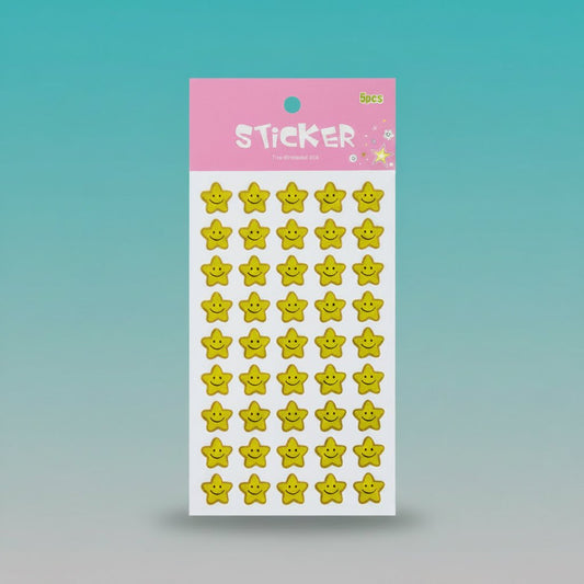Sticker- Holography Smiley 5 Pcs by Gift Hub Mart: yellow holographic star stickers