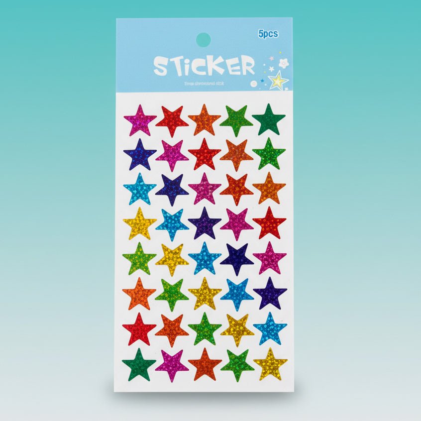 Gift Hub Mart Sticker- Holography Stars sheet with 5-piece holographic star stickers