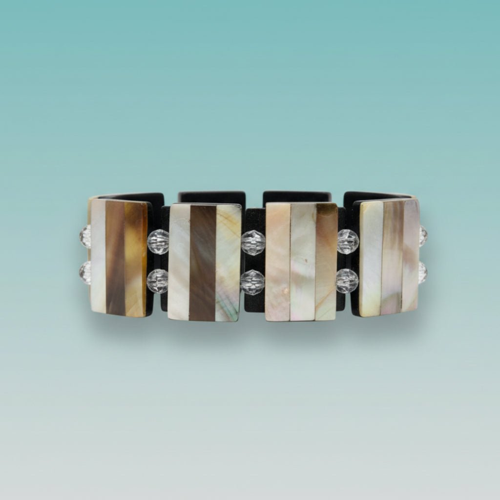 Stretchable Shell Tiles Bracelet fashion jewelry featuring natural tones."