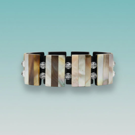 Stretchable Shell Tiles Bracelet fashion jewelry featuring natural tones."