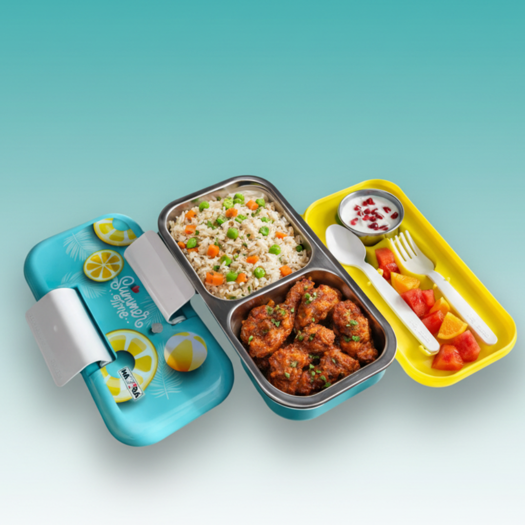 Summer Time Lunch Box (Steel Insulated) by Gift Hub Mart
