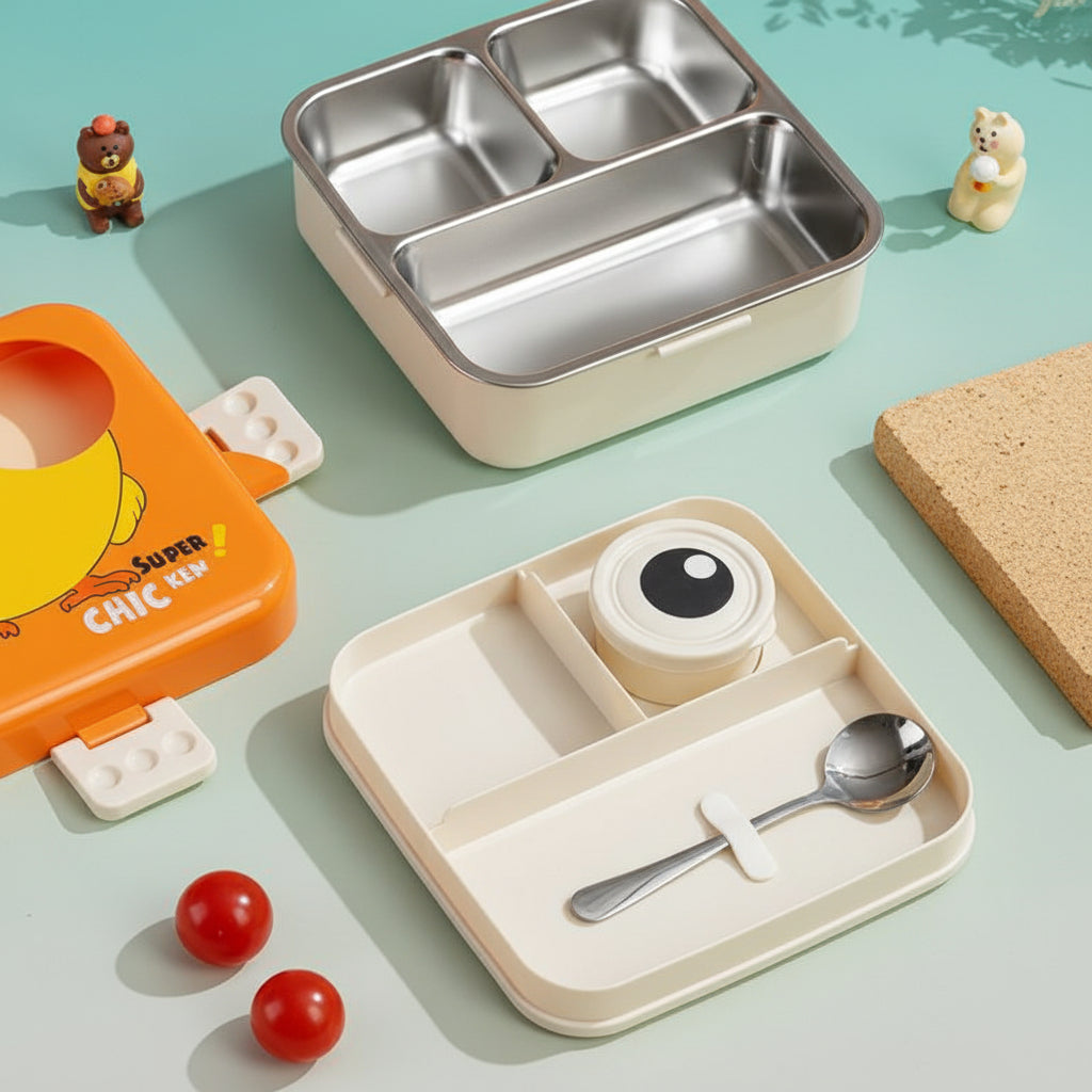 Super Chicken Lunch Box- 3 Comp + Sauce Box by Gift Hub Mart