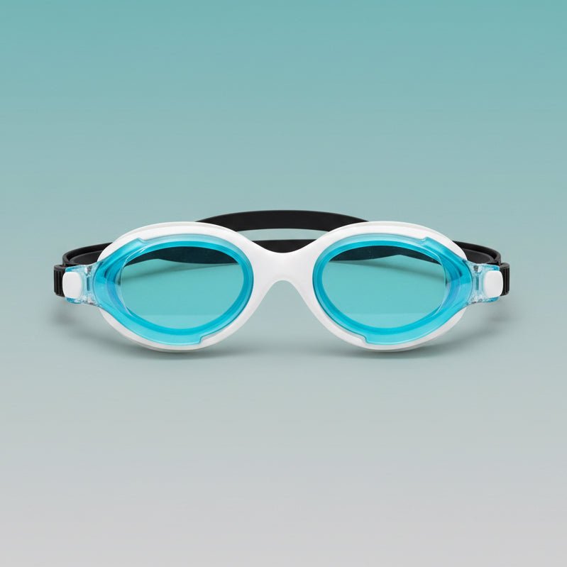 Gift Hub Mart Swim Goggle CI 441 with blue lenses in white frame in a clear case