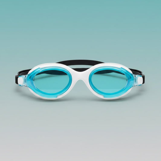 Gift Hub Mart Swim Goggle CI 441 with blue lenses in white frame in a clear case