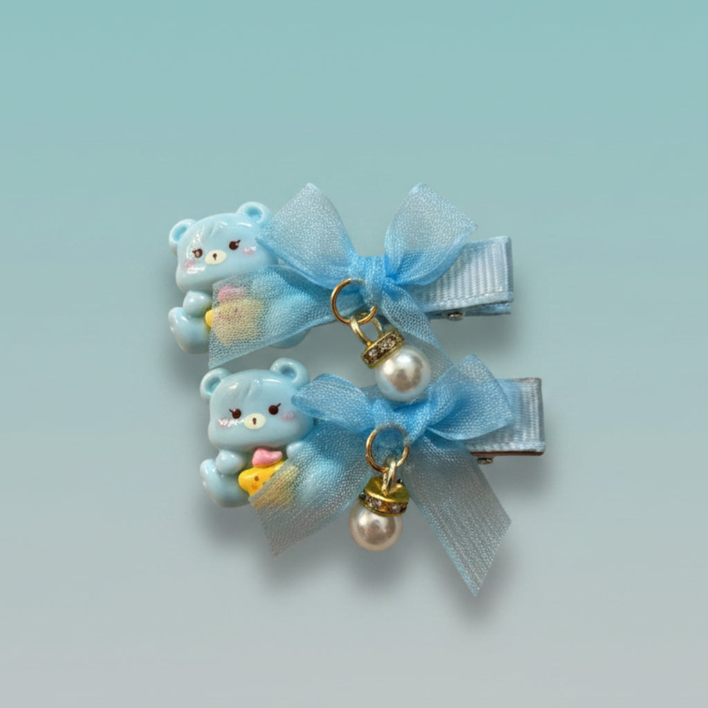 Teddy Bow Hair Clip Set of 2 by Gift Hub Mart