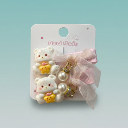 Teddy Bow Hair Clip Set of 2 by Gift Hub Mart
