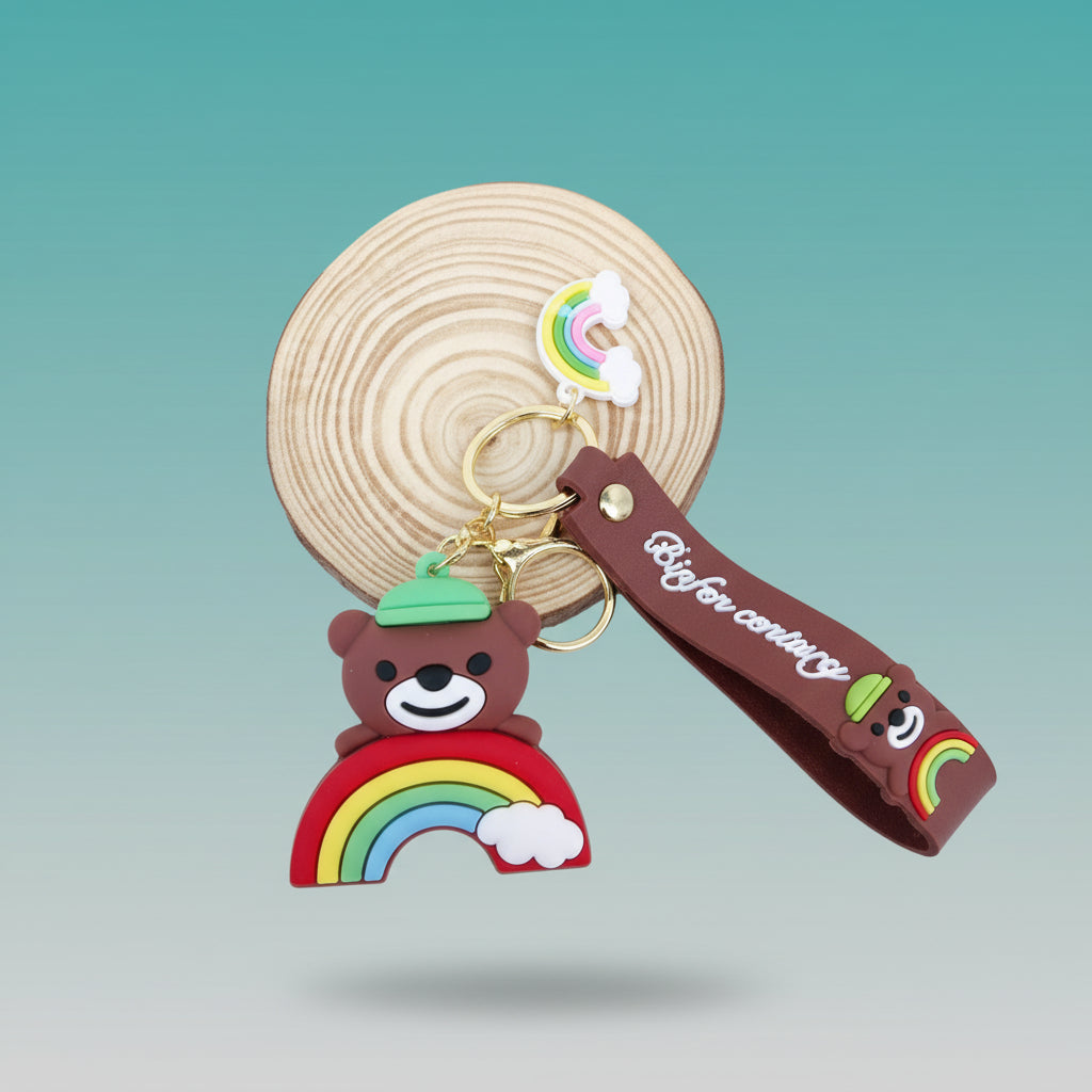 Teddy Rainbow Keychain by Gifthubmart