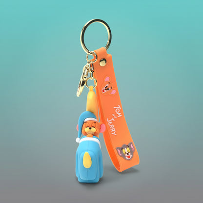 Tom & Jerry on Moon 3D Rubber Keychain with Wristband by Gifthubmart
