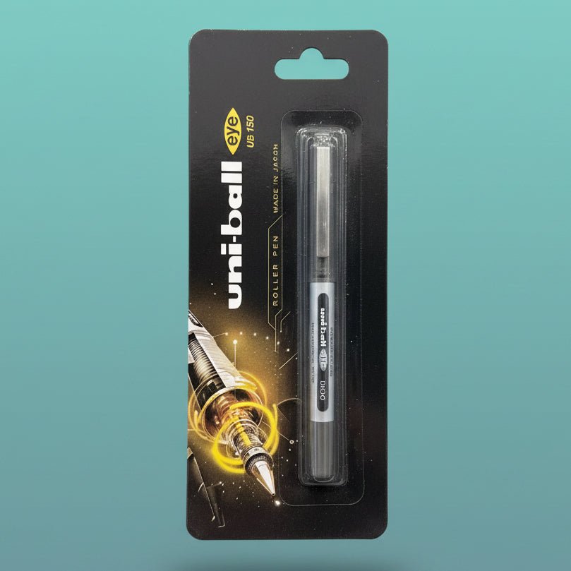 Uniball Eye Micro Roller Pen UB-150 by Gift Hub Mart, silver-gray body, roller pen