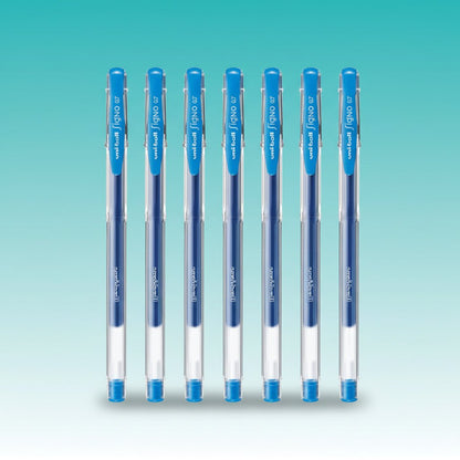 Uniball Signo Gel Pen UM-100 by Gifthubmart, blue gel pens — set of seven
