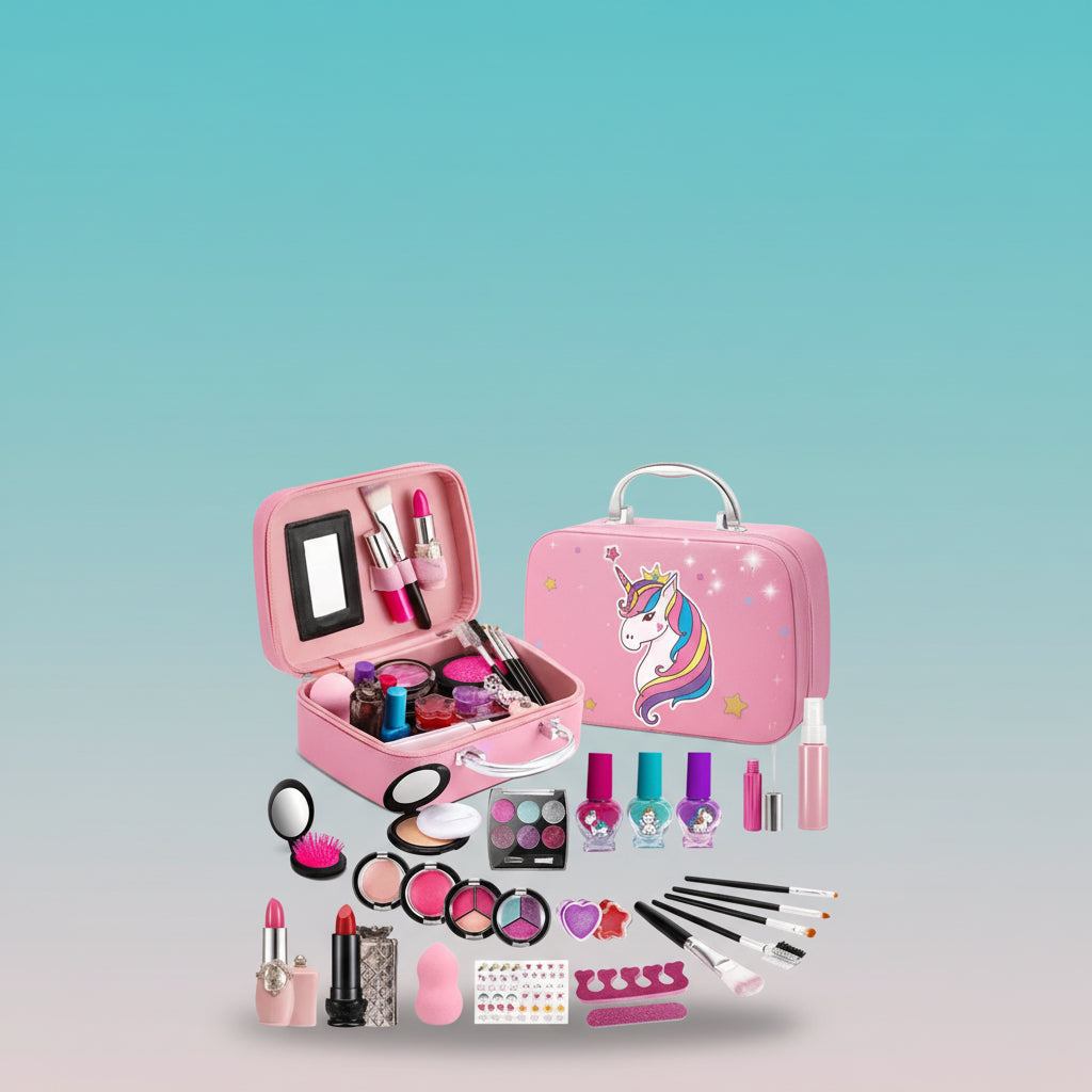 Unicorn Print Make up Kit Suitcase for Girls 37 Pc Set by Gifthubmart