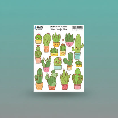 Water Transfer Sheet Cactus Plants JVMW02 by Gifthubmart