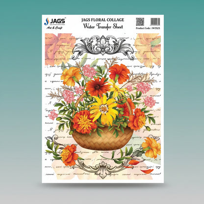 Water Transfer Sheet Floral Collage JWTS25 by Gifthubmart