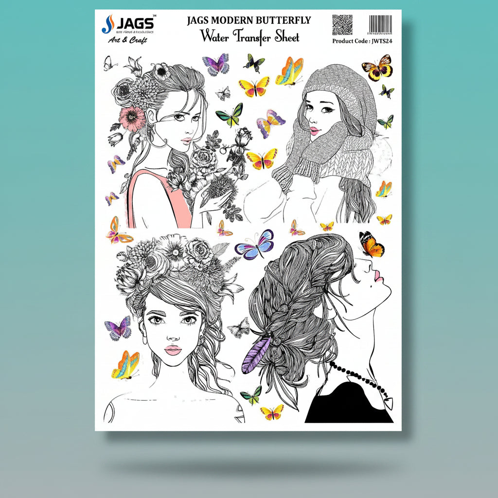 Water Transfer Sheet Modern Butterfly JWTS24 by Gifthubmart