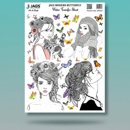 Water Transfer Sheet Modern Butterfly JWTS24 by Gifthubmart