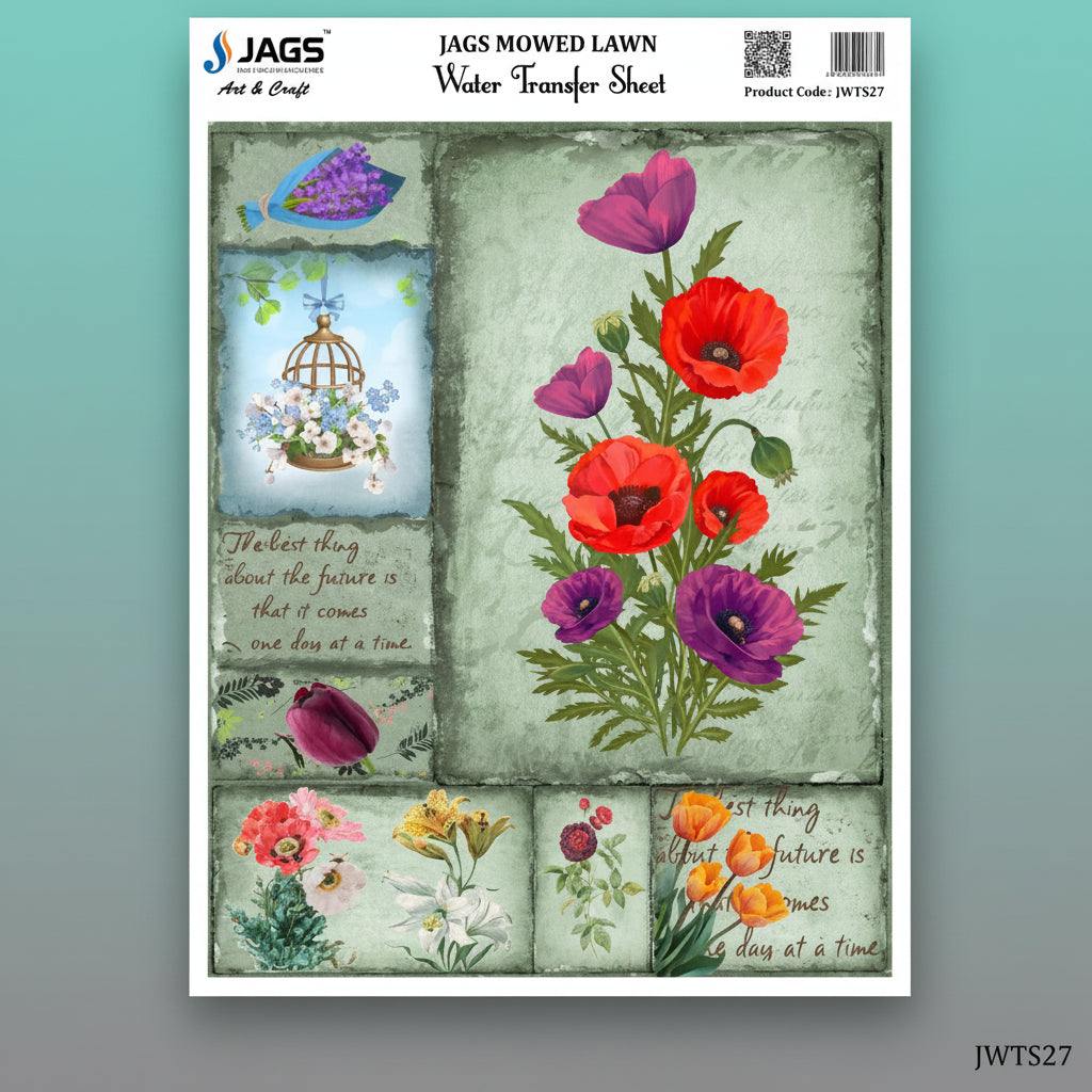Water Transfer Sheet Mowed Lawn JWTS27 by Gifthubmart