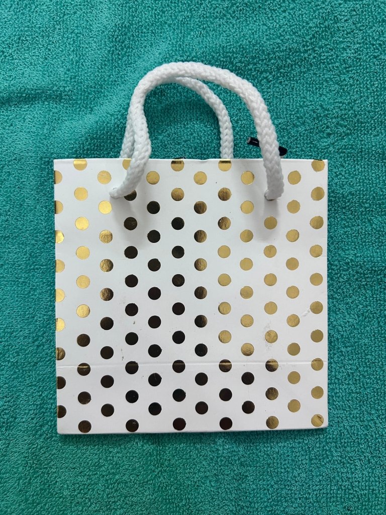 White With Golden Polka Dot Mini Paper Bag 12.5*12.5 cm by Gift Hub Mart