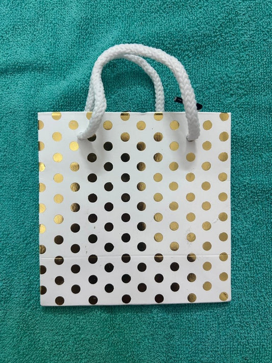 White With Golden Polka Dot Mini Paper Bag 12.5*12.5 cm - Gift Hub Mart