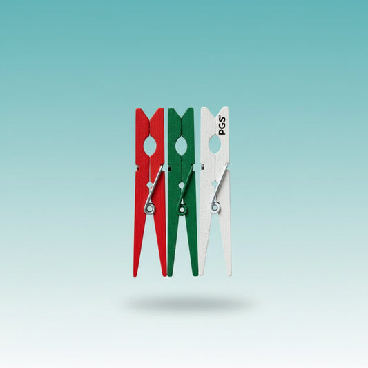 Gift Hub Mart Wooden Clip Plain 7.0cm 3pc red, green & white clothespins
