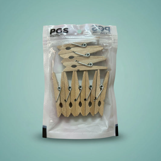 Wooden clothespins 4.5cm, 8pc set from Gift Hub Mart in natural wood