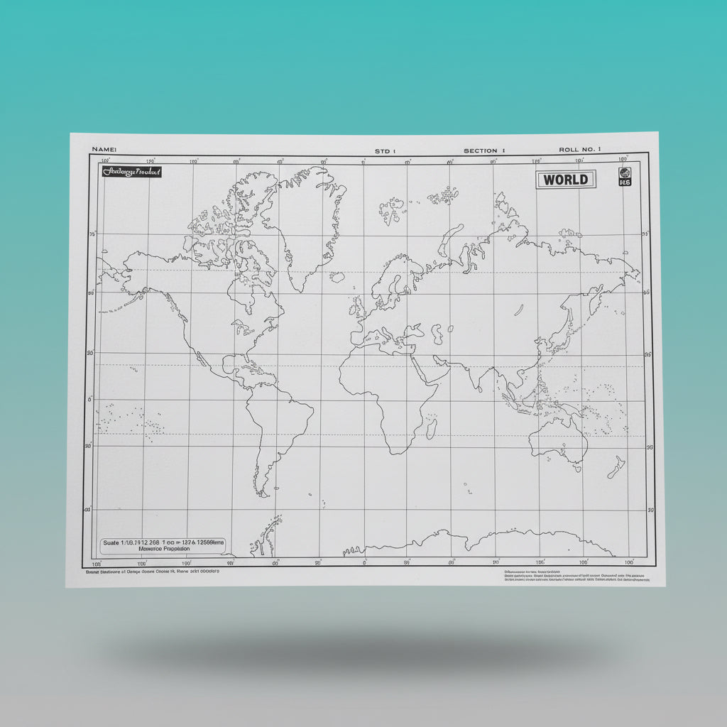 World Outline Map (36.10 x 25.4 cms) by Gift Hub Mart