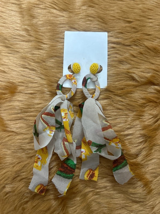 Yellow Beads & Fabric Earrings by Gift Hub Mart